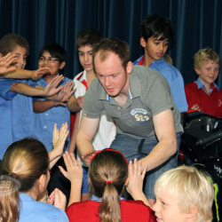 <p>Various images of Bradley attending&nbsp;St. Christopher's School in Bahrain as part of his tour of the Middle East.<br />Photos courtesy of&nbsp;<strong>&copy;Bronwyn Kruger</strong></p>
<p>&nbsp;</p>
<p><strong>&nbsp;</strong></p>