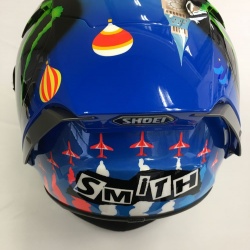 <p>Bradley commisioned a special edition Shoei helmet for his appearance at Silverstone earlier in the year. Sadly due to the injury he sustained whilst riding in the World Endurance Championship he did not have the opportunity to use it until now.</p><p><br></p><p>Bradley Smith:<em><br>"I will be wearing a special helmet at Motegi which I hope all my fans will appreciate."</em></p>